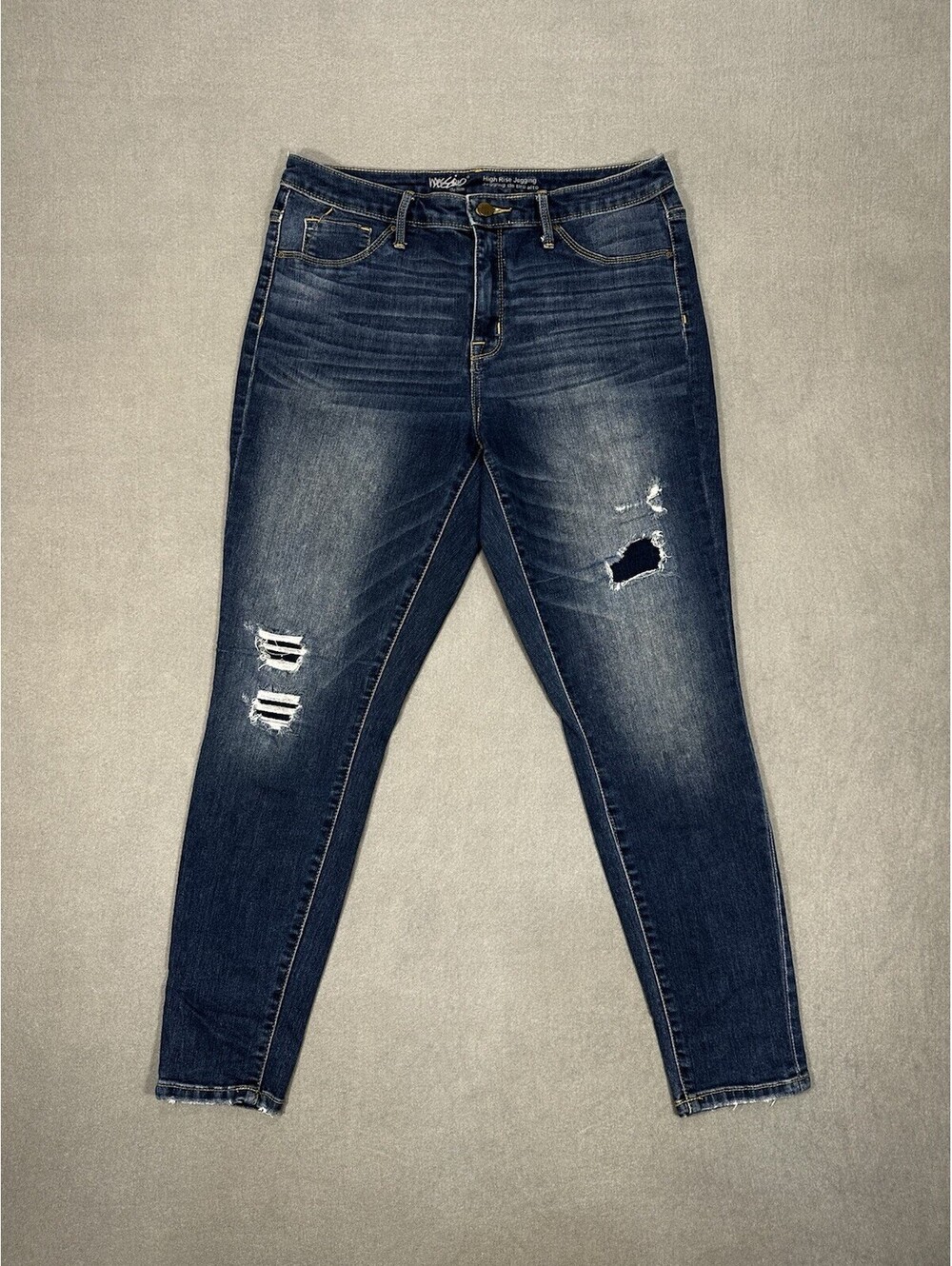 Mossimo High Rise 30x27 Jegging Womens 10 Dark Wash Distressed Stretch Jeans